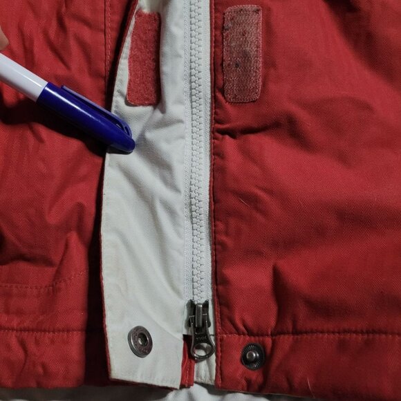 Columbia Covert Jacket Red White Double Zipper Snap Pockets Womens Large No Hood - Picture 9 of 12